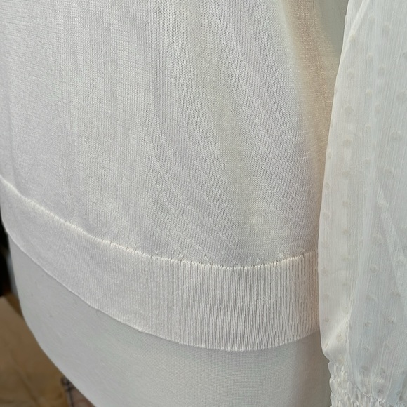 NWT • LOFT Women's White top w Sheer Long Sleeves. - Picture 11 of 16